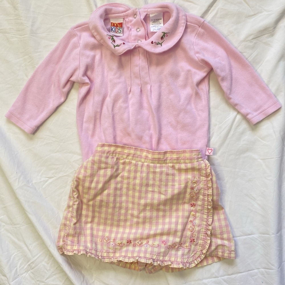 McKids Clothing Girls Summer Skirt Shorts Size 12M/2T %100 Cotton Yellow Pink